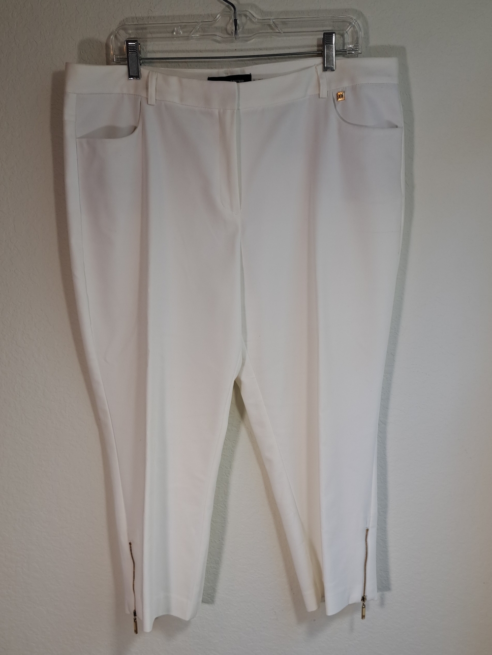 Ivanka Trump Women’s Crop Pants Cotton White Slim Ankle Front Pockets Size 16